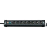 Regleta de 8 Tomas 3,00 Metros, 16 A e Interruptor 2 Polos en Color Negro
