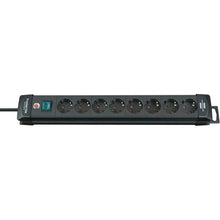 Régua de energia com 8 tomadas, 3 metros, 16 A e interruptor bipolar na cor preta.