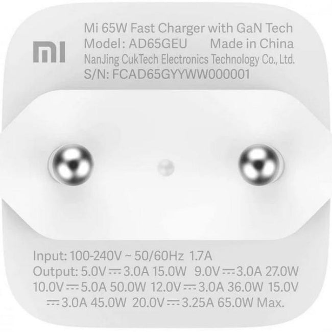 Carregador rápido Xiaomi Mi de 65 W com tecnologia GaN