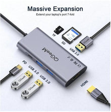 Dock Station USB-C com 3 portas USB 3.0 / 100W PD3.0, 4K HDMI, Display HD, SD, TF - Cinzento, 3.1 Tipo C