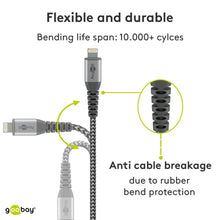 1m Textile USB to Lightning Cable with Metal Connectors