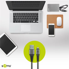 1m Textile USB to Lightning Cable with Metal Connectors