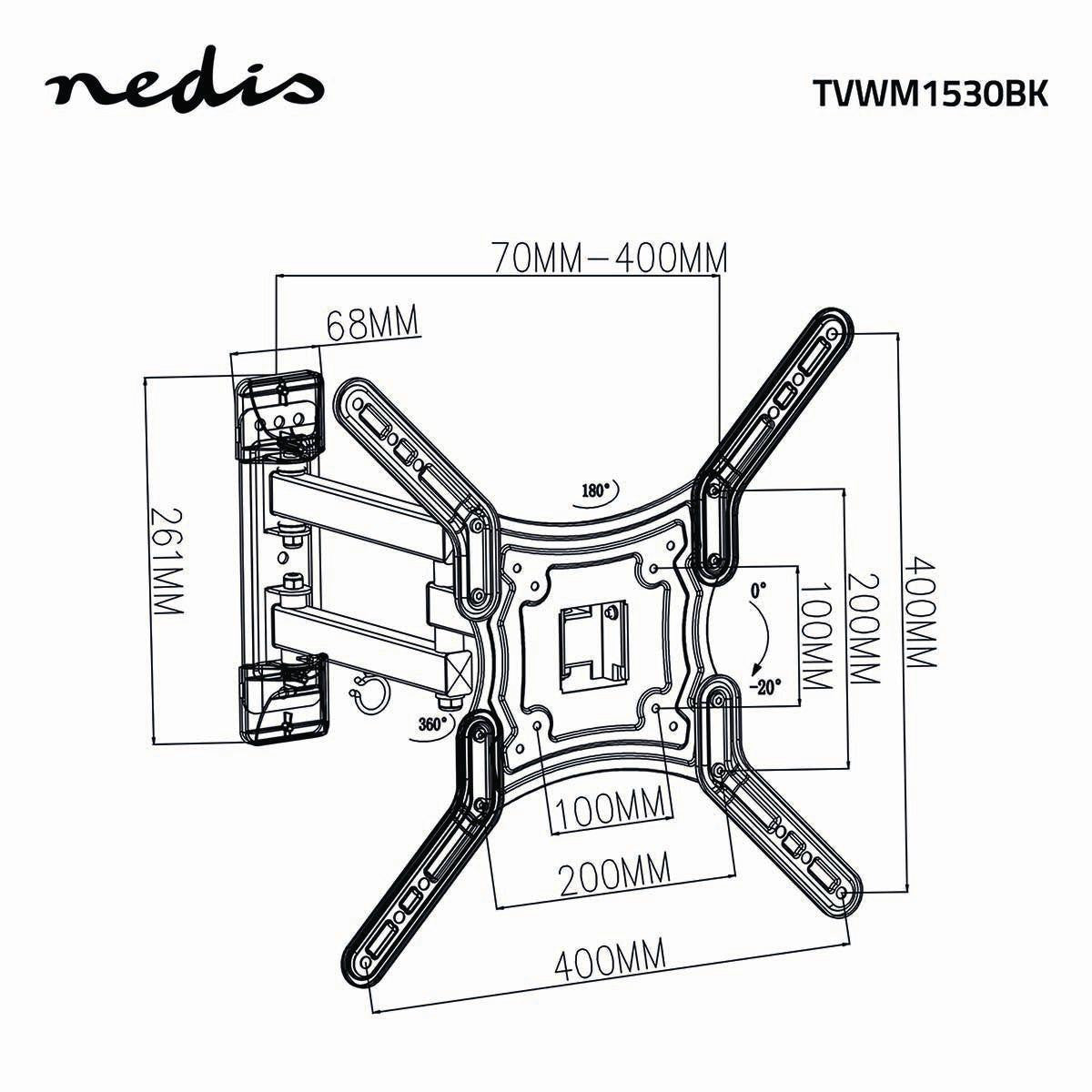 Soporte de Pared Para TV con Movimiento Completo | 23"-55" Hasta 30 kg 3 Puntos Giro