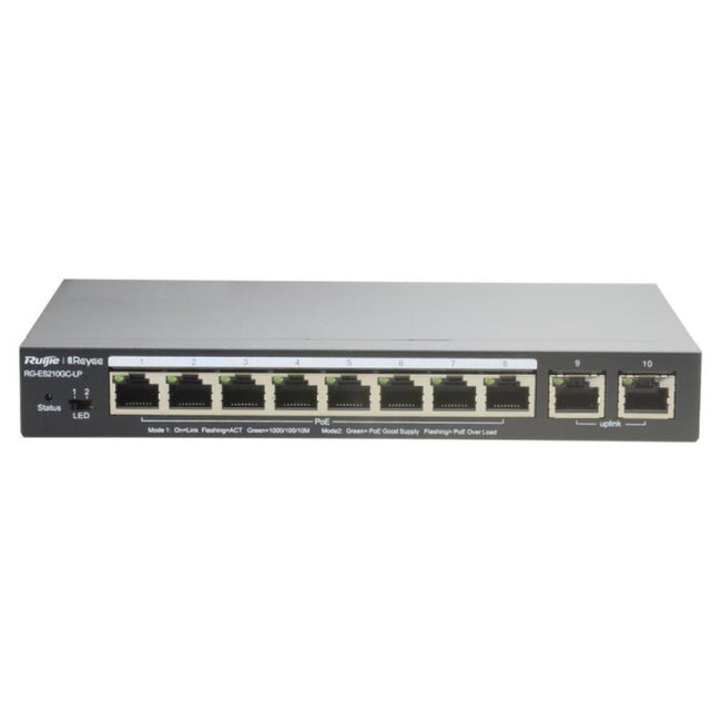 Reyee - Desktop Switch 10 RJ45 Ports Speed ​​10/100/1000 Mbps Maximum 70W Energy Saving Technology