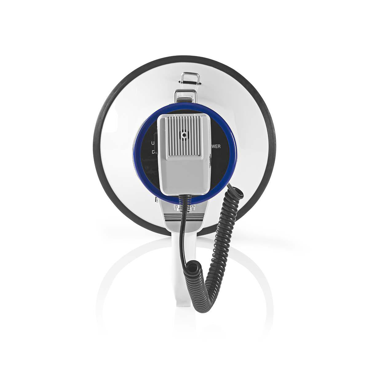 Megáfono | 25 W Alcance de 1500 m Micrófono Extraíble Blanco/azul