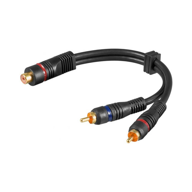 Cabo Adaptador Áudio em Y RCA Fêmea a 2 RCA Macho 0,20 m