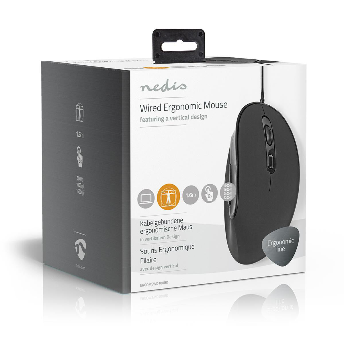 Ratón con Cable Ergonómico  | 3200 DPI 6 Botones Negro