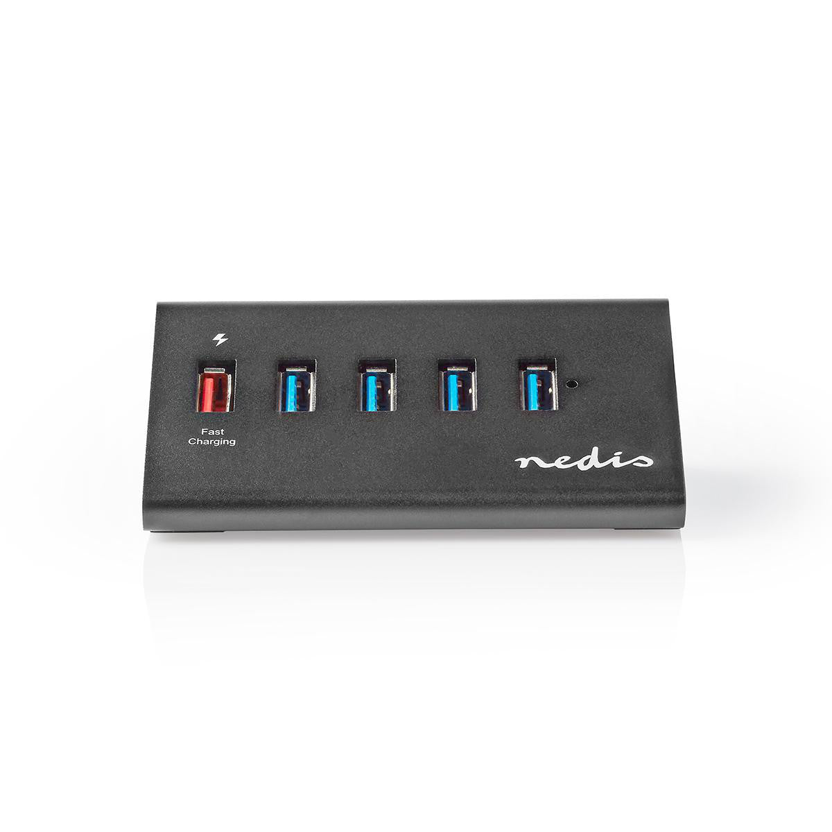 Concentrador USB | 5 Puertos Alimentación 3.0 Puerto de Carga QC3.0 Gbps Aluminio