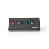 Concentrador USB | 5 Puertos Alimentación 3.0 Puerto de Carga QC3.0 Gbps Aluminio