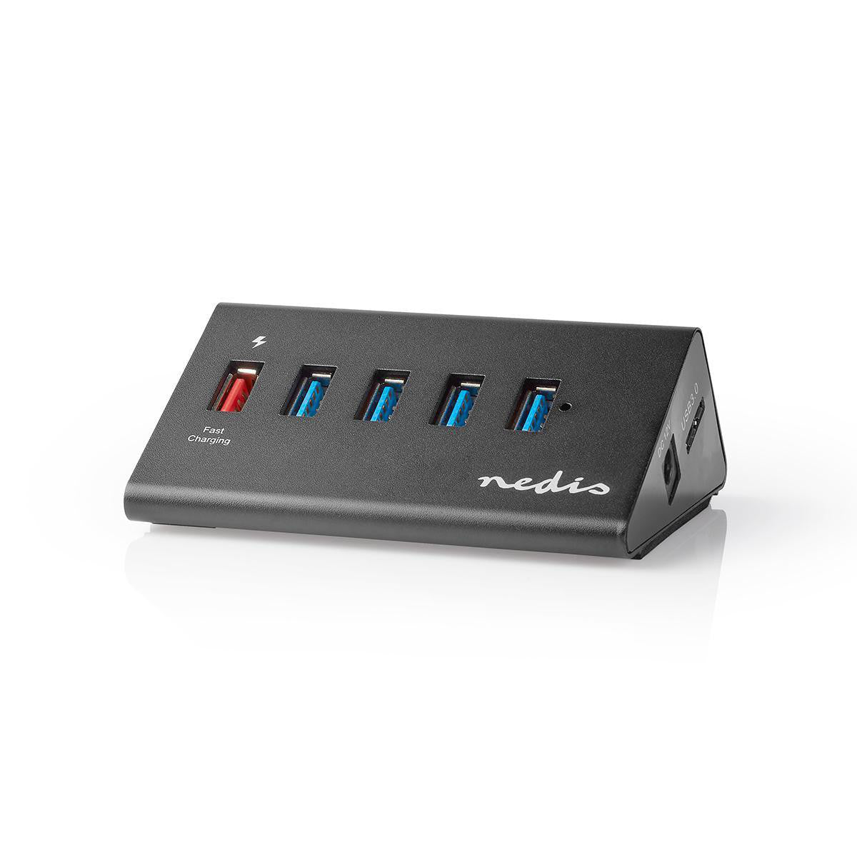 Concentrador USB | 5 Puertos Alimentación 3.0 Puerto de Carga QC3.0 Gbps Aluminio