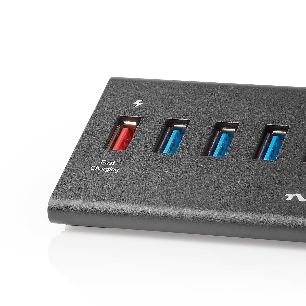 Concentrador USB | 5 Puertos Alimentación 3.0 Puerto de Carga QC3.0 Gbps Aluminio