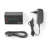 Concentrador USB | 5 Puertos Alimentación 3.0 Puerto de Carga QC3.0 Gbps Aluminio