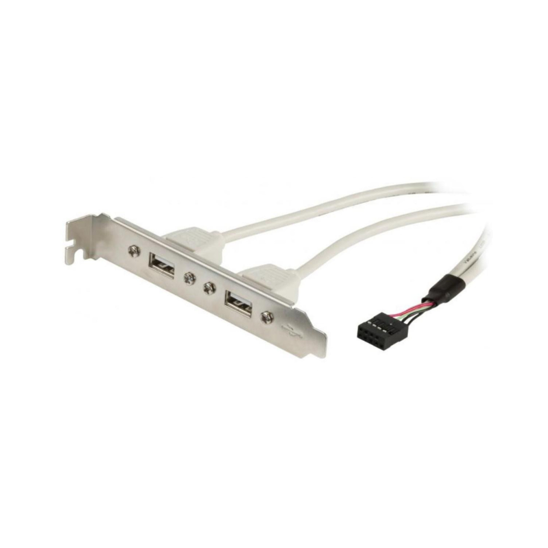 Soporte USB 2.0, 2x Interno de 8 Pines Hembra A, 0,50 m Negro Cable PC