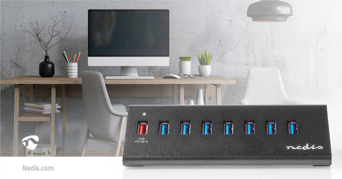 Concentrador USB | 8 Puertos Alimentación 3.0 QC3.0 5 Gbps