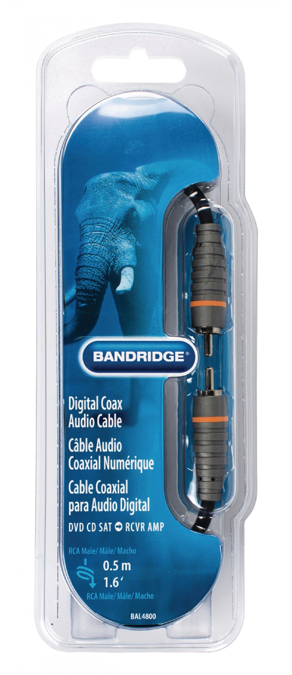 Cabo coaxial de áudio digital de 0,50 m