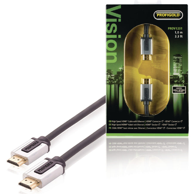 Cabo HDMI de alta velocidade com Ethernet, Conector - HDMI, 1,00 m, Preto