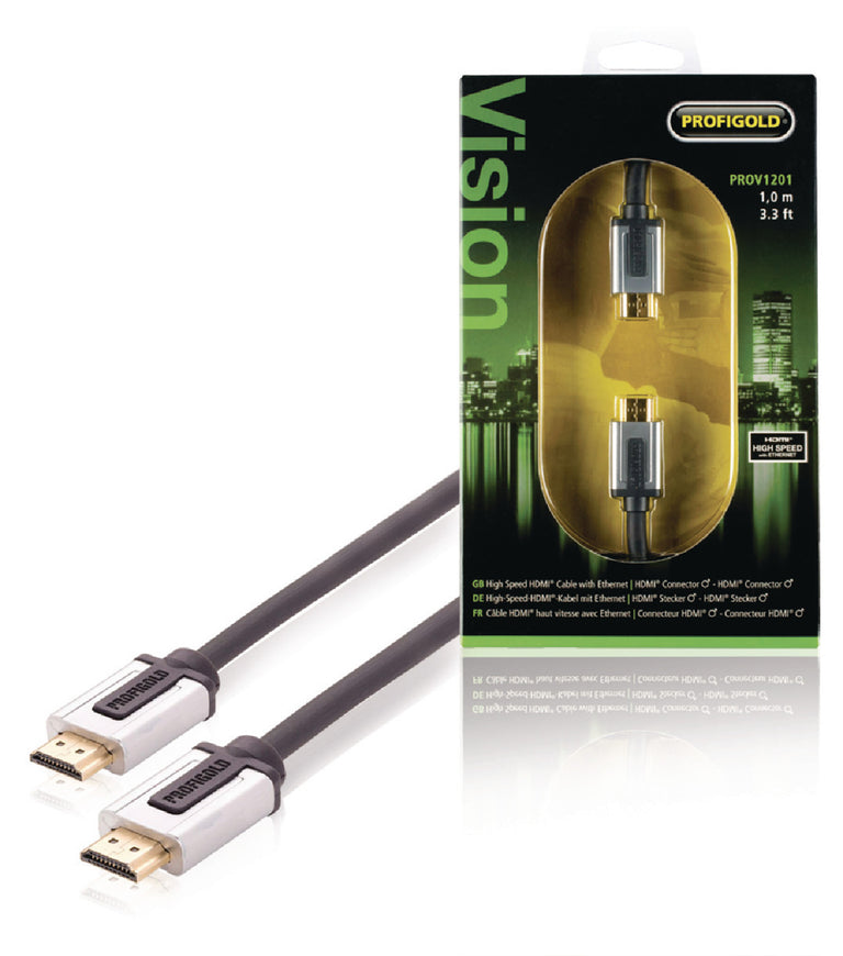 Cabo HDMI de alta velocidade com Ethernet, Conector - HDMI, 1,00 m, Preto
