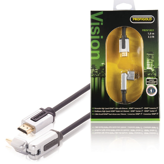 Cabo HDMI giratório de alta velocidade com Ethernet de 1,0 m