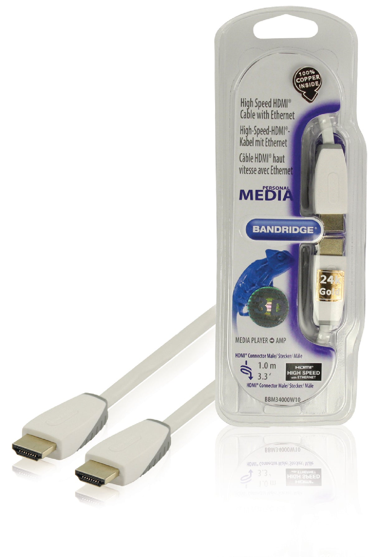 Cable Hdmi de Alta Velocidad con Ethernet 1.00 m en Color Blanco