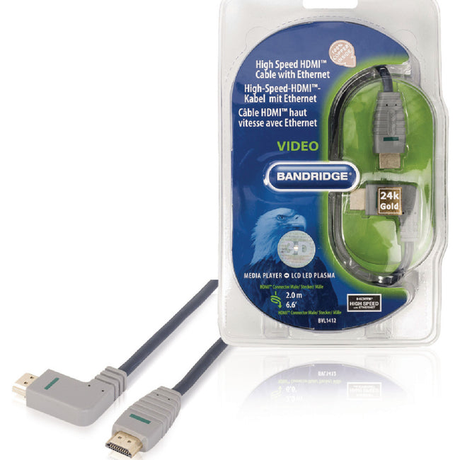 Cabo HDMI de alta velocidade com conector Ethernet - (Ângulo) 2.0 em cor azul