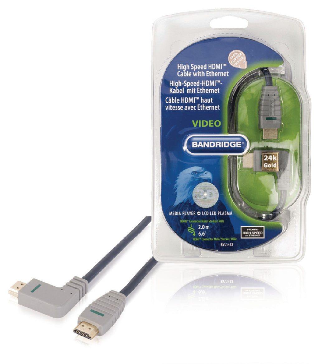 Cabo HDMI de alta velocidade com conector Ethernet - (Ângulo) 2.0 em cor azul