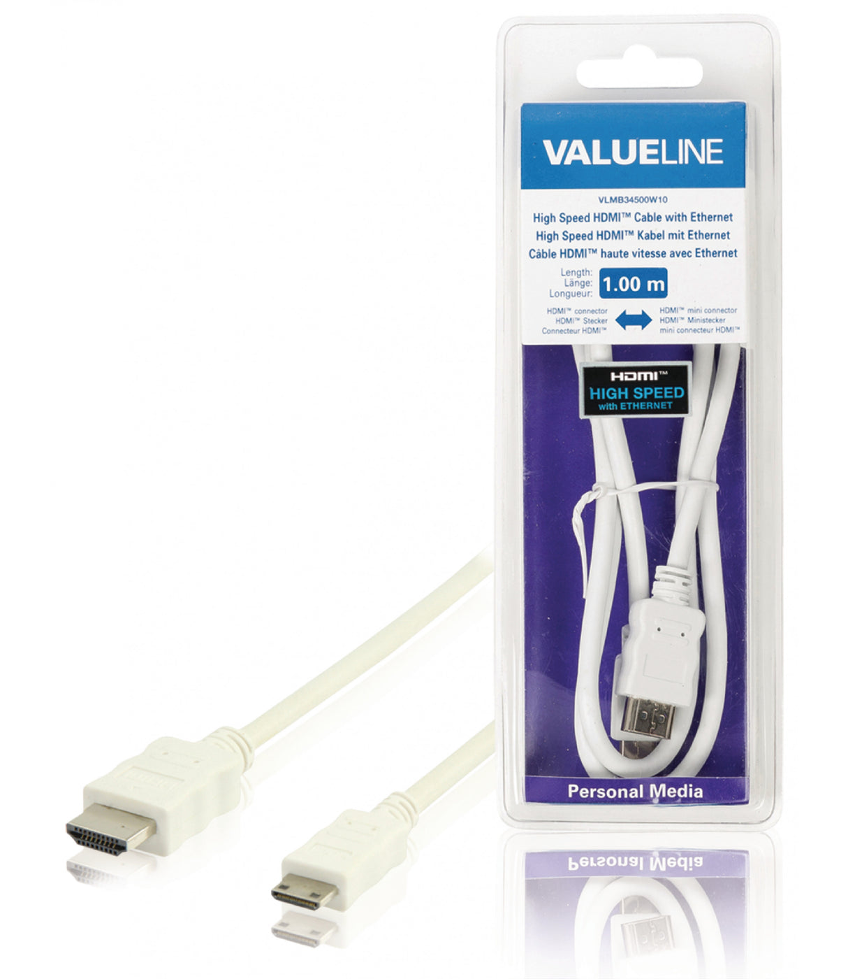 Cable Hdmi de Alta Velocidad con Conector Ethernet a Mini HDMI - 1.00 m - Blanco