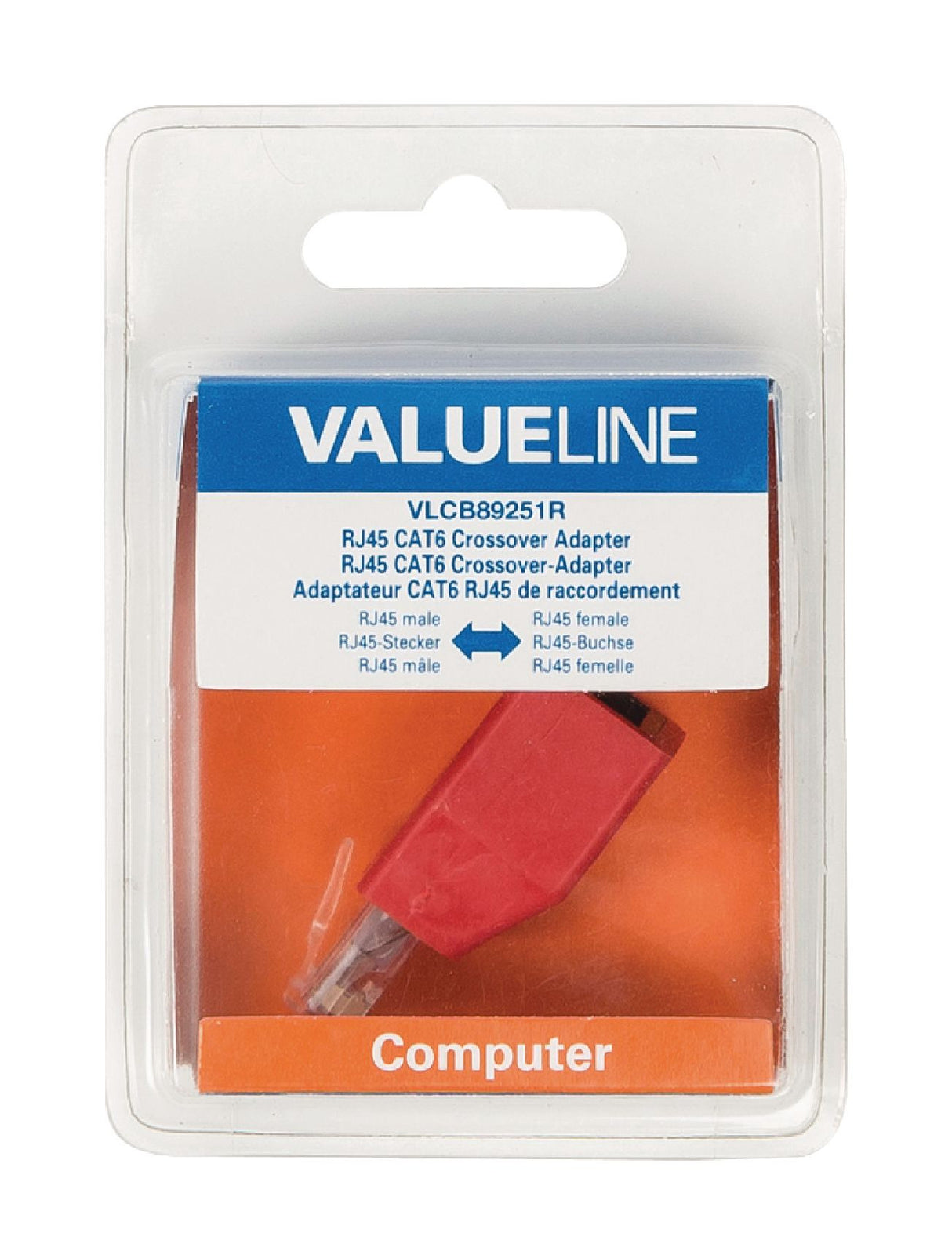 Adaptador de red, Rj45 Macho Hembra, Rojo