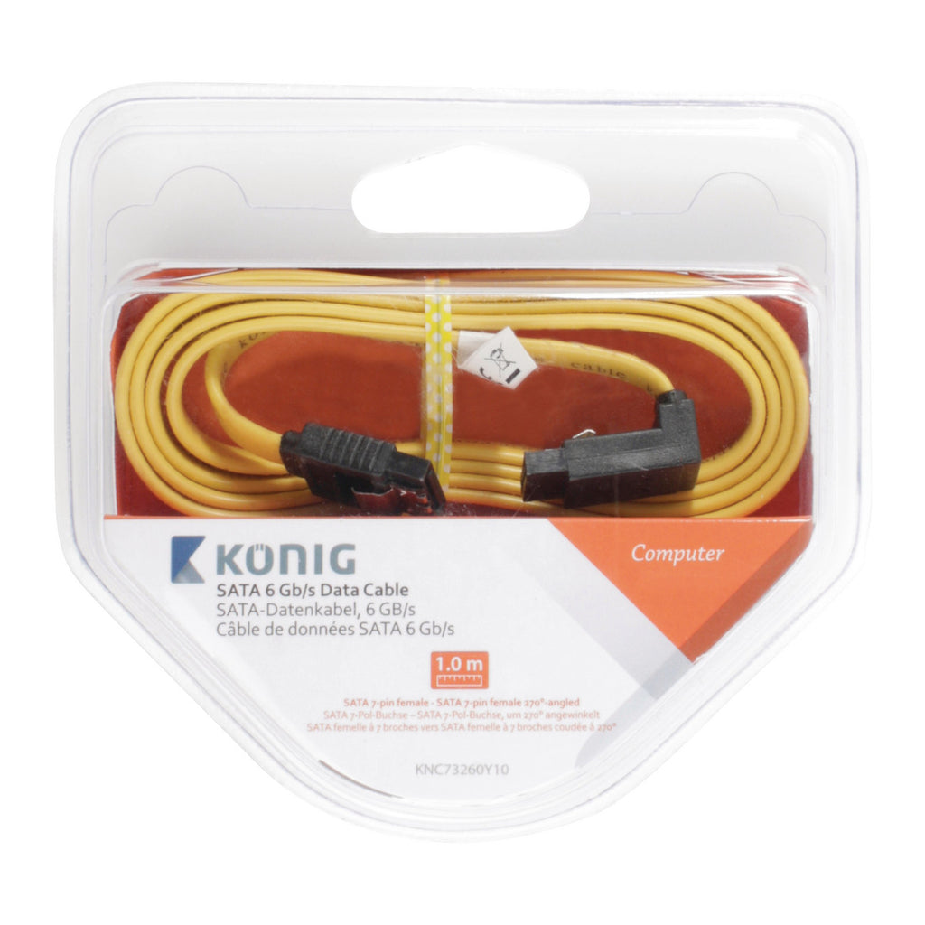 Cabo de dados SATA 6 Gb/s com conector fêmea de 7 pinos e ângulo de 270° (1,00 m)