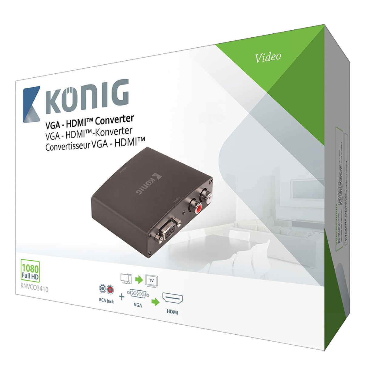 Convertidor Hdmi, VGA Hembra + Audio RL a Salida Gris Oscuro