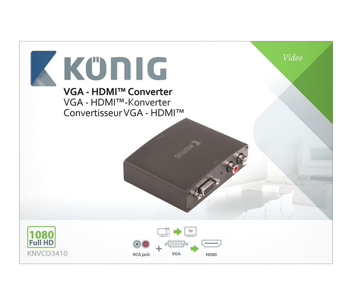 Convertidor Hdmi, VGA Hembra + Audio RL a Salida Gris Oscuro