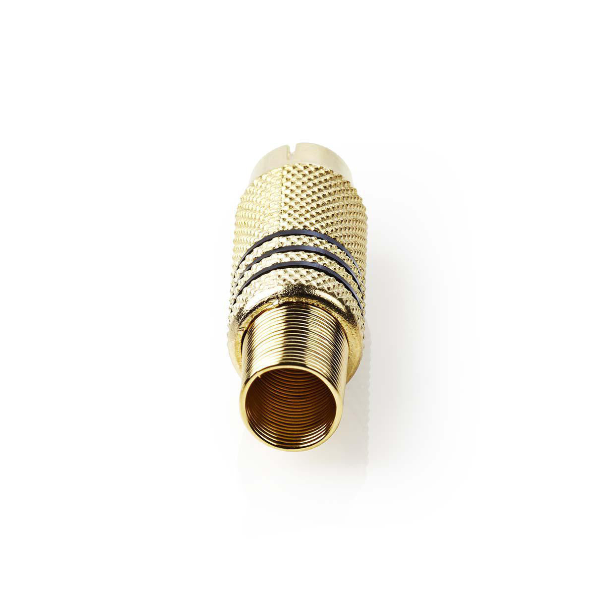 Conector RCA Macho en Color Negro con Anillo Chapado oro, 10 Unidades