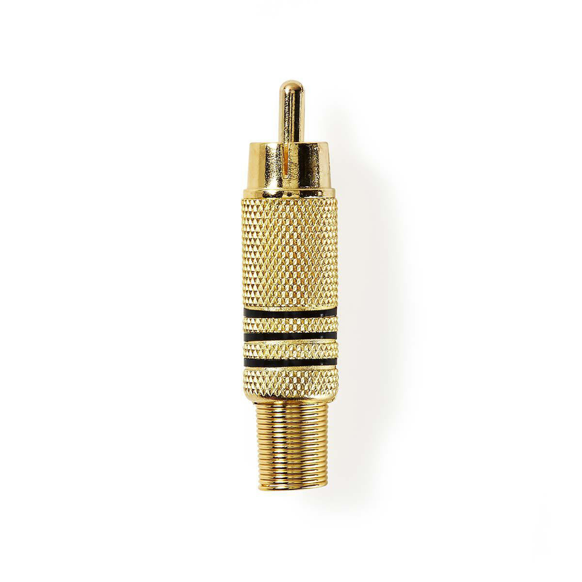 Conector RCA Macho en Color Negro con Anillo Chapado oro, 10 Unidades
