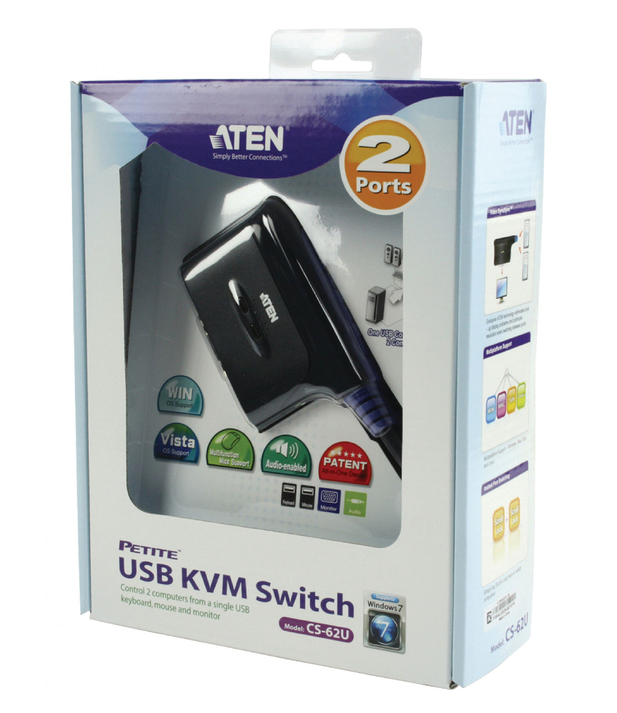 Switch KVM Aten VGA/USB de 2 puertos
