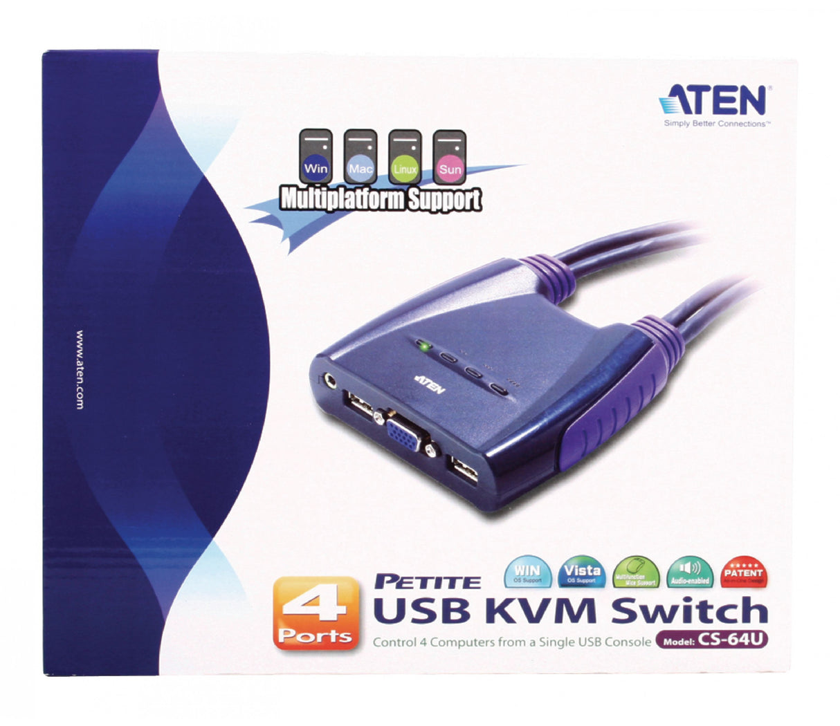 Conmutador kVM vga/usb de 4 puertos Aten
