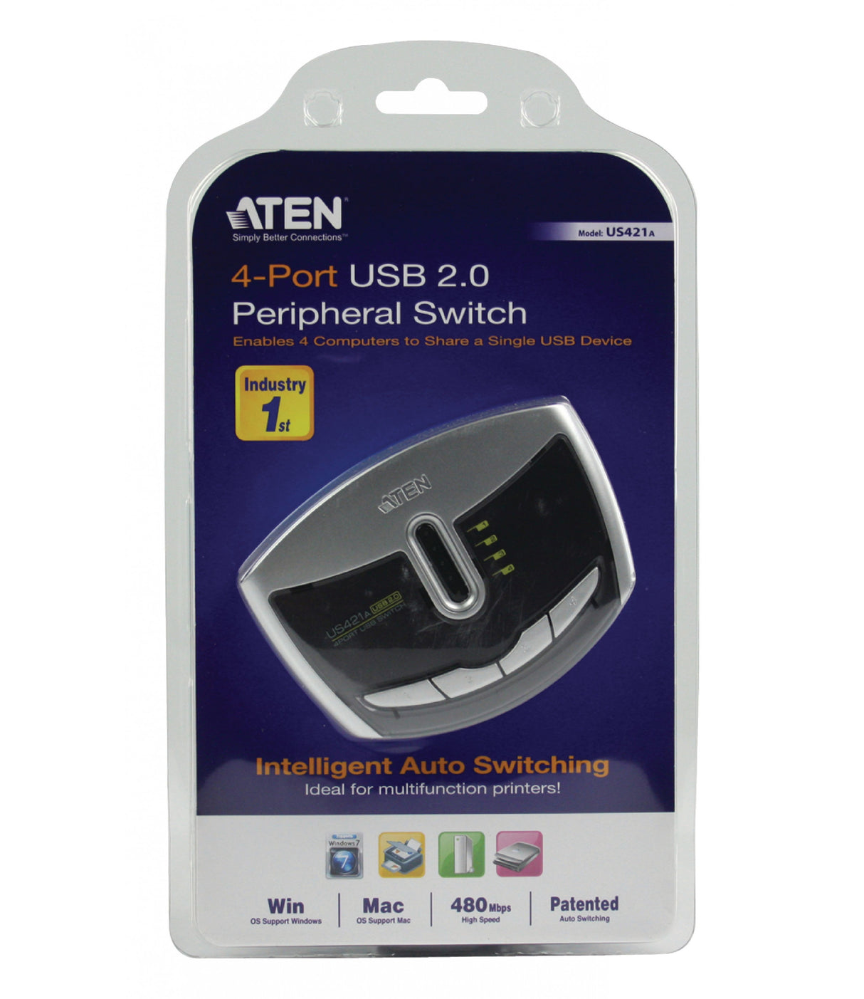 Conmutador USB 4-port Plata