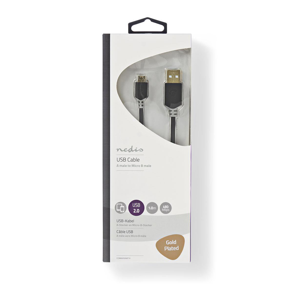 Cable USB 2.0 | A Macho - Micro B 1,0 m Antracita