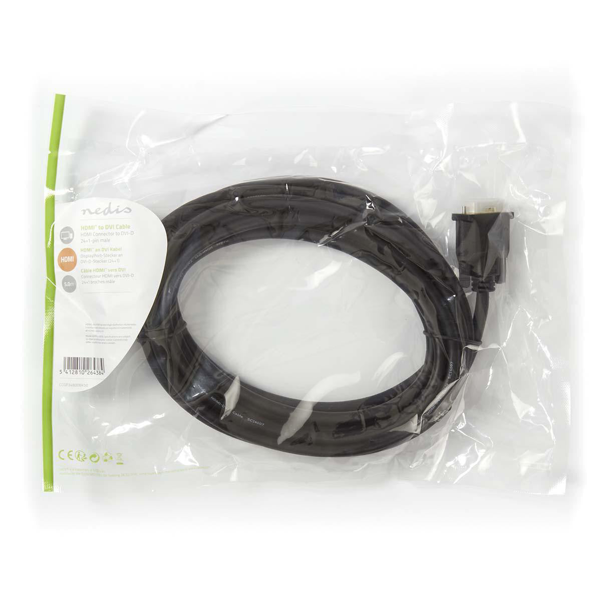 Cable Hdmi-DVI | Conector Hdmi - Dvi-d Macho de 24+1 Pines 5,0 m Negro DVI