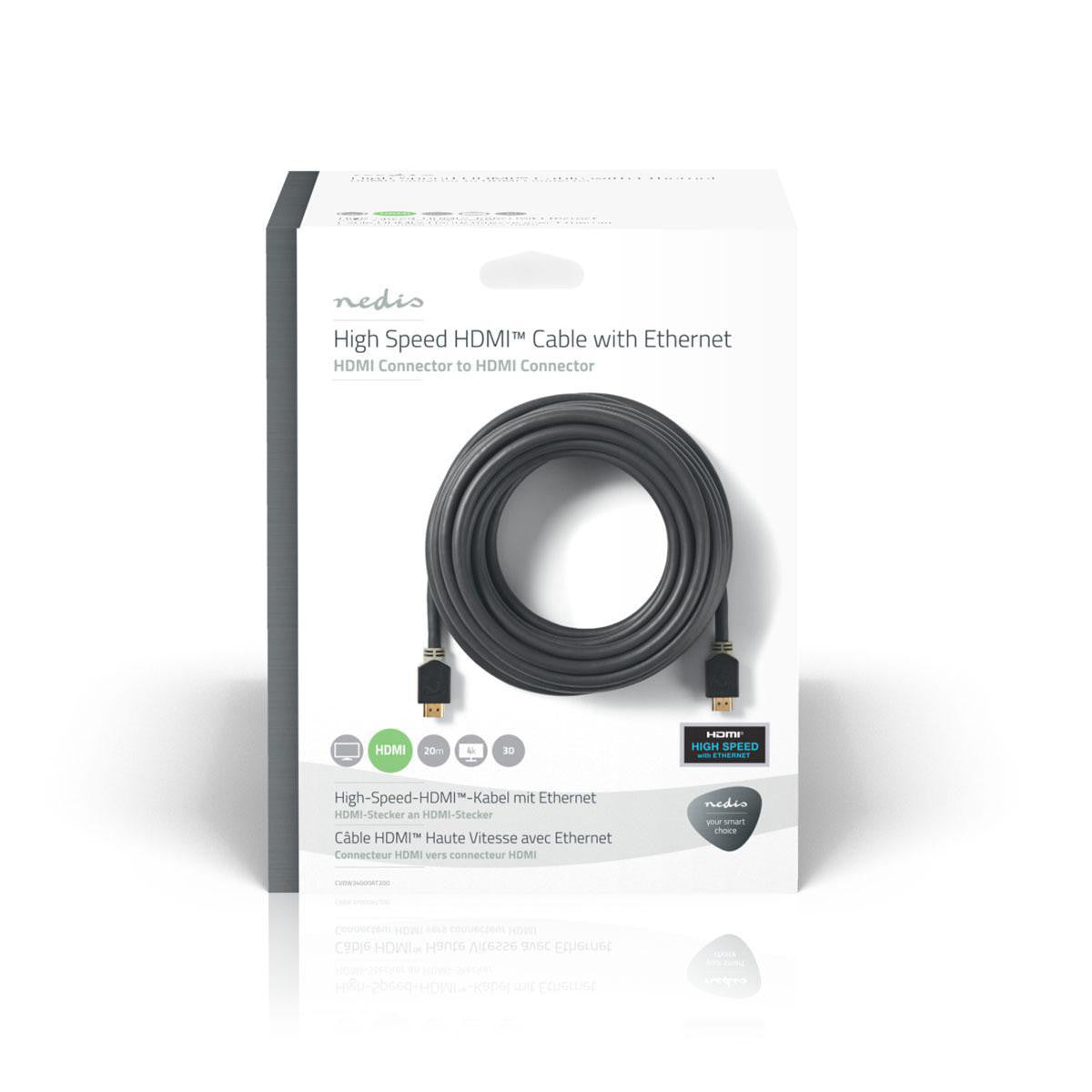 Cable Hdmi de Alta Velocidad con Ethernet | Conector - 20 m Antracita Hdmi