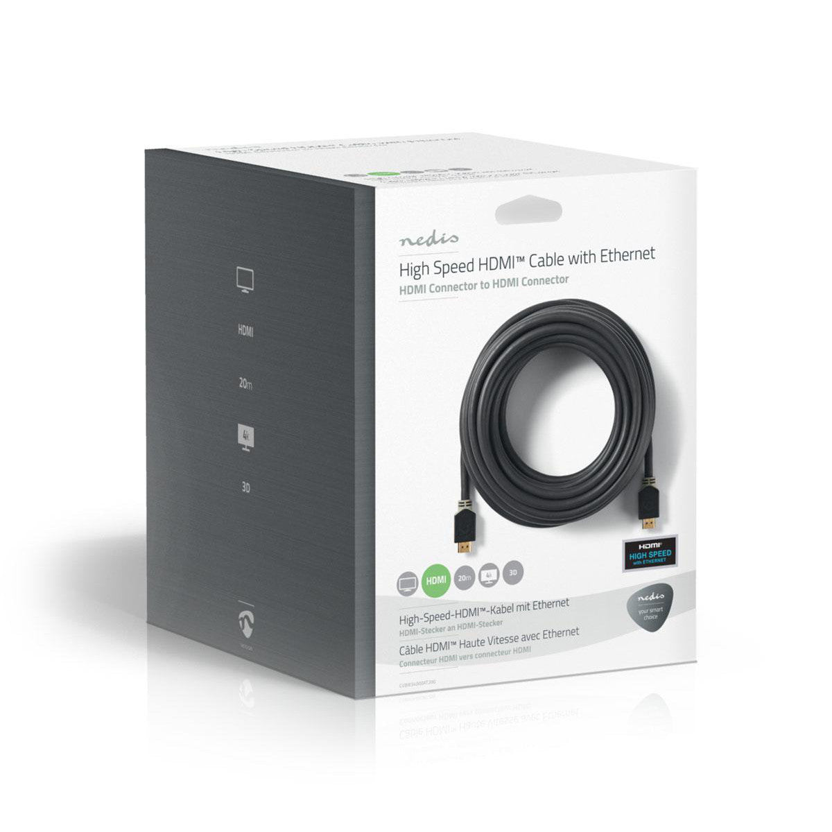Cable Hdmi de Alta Velocidad con Ethernet | Conector - 20 m Antracita Hdmi