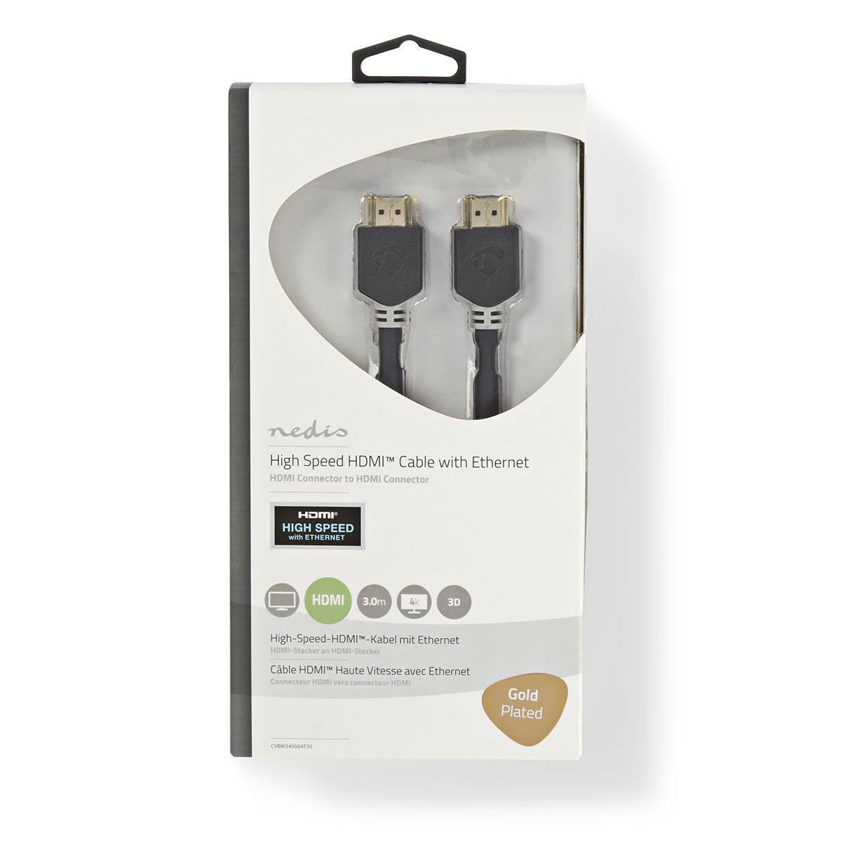 Cable Hdmi de Alta Velocidad con Ethernet | Conector - 3,0 m Antracita