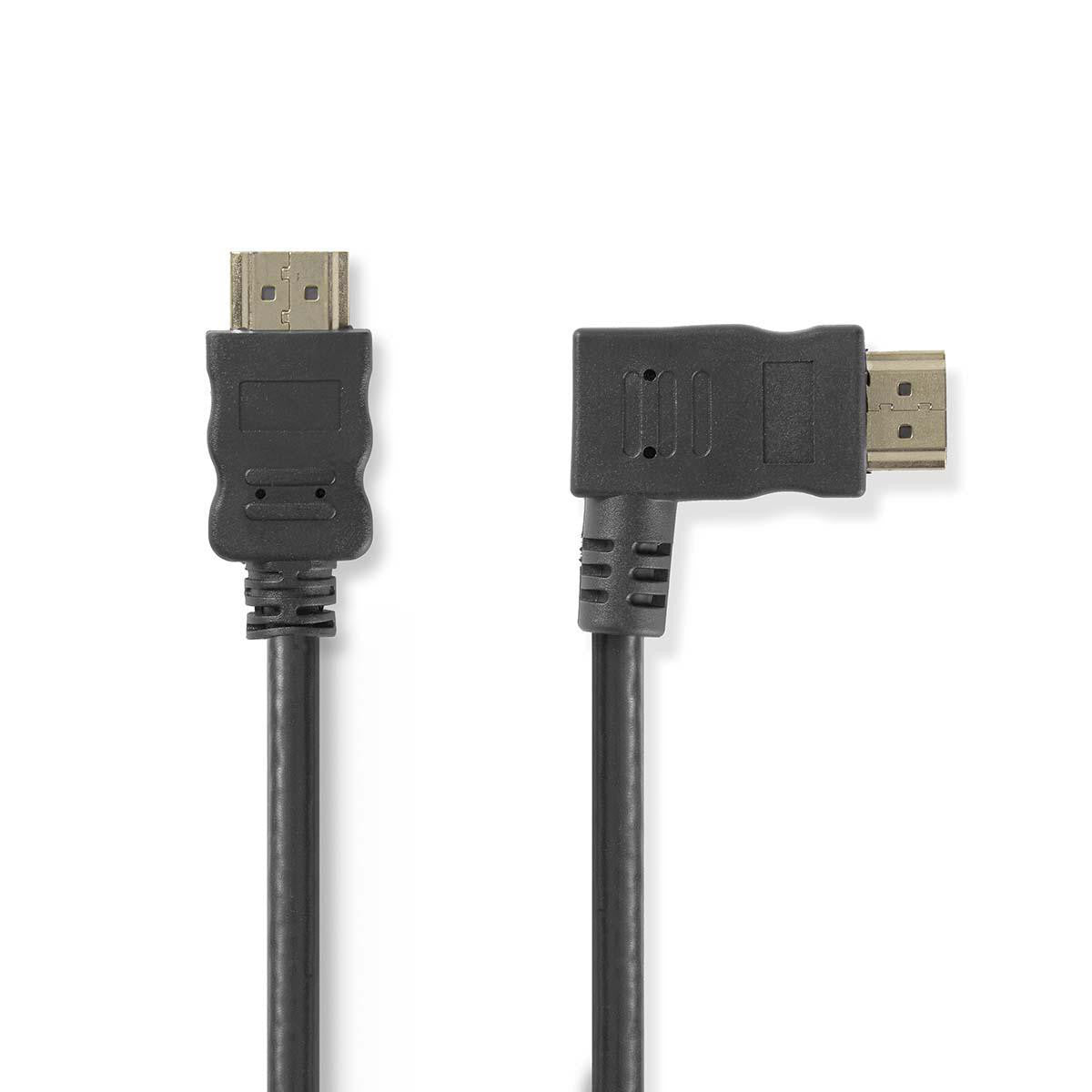 Cable HDMI de Alta Velocidad con Ethernet | Conector - en Ángulo a la Derecha 1,5 m Negro