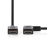 Cable HDMI de Alta Velocidad con Ethernet | Conector - en Ángulo a la Derecha 1,5 m Negro