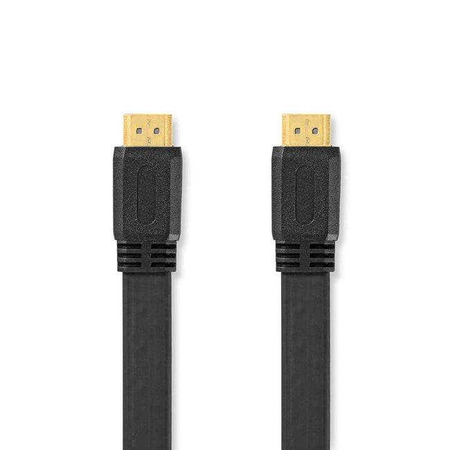 Cable HDMI Plano de Alta Velocidad con Ethernet 4K | Chapado en Oro | 3 m Negro