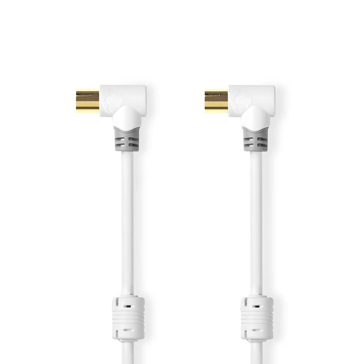Cable Coaxial de 100 dB | IEC (Coaxial) Macho en Ángulo - Hembraen 5,0 m Blanco