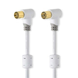 Cable Coaxial de 100 dB | IEC (Coaxial) Macho en Ángulo - Hembraen 5,0 m Blanco