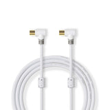 Cable Coaxial de 100 dB | IEC (Coaxial) Macho en Ángulo - Hembraen 5,0 m Blanco
