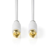 Cable de Satélite  Alta calidad conectores F Chapado en oro Macho/Macho - 5,0 m color Blanco