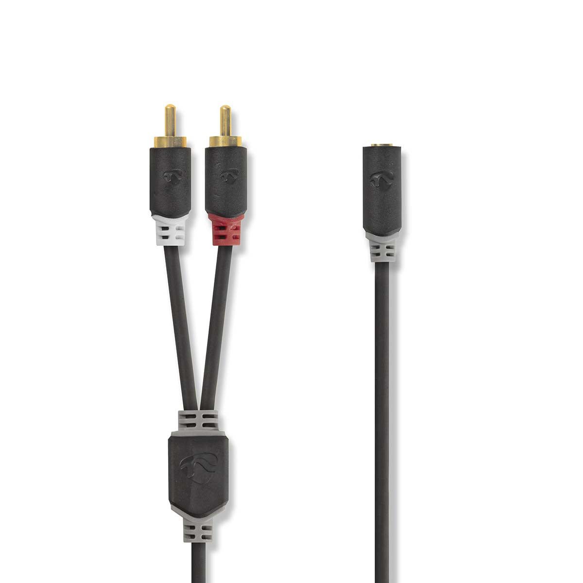Cable de Audio Estéreo | 2x RCA Macho - Hembra 3,5 mm 0,2 m Antracita