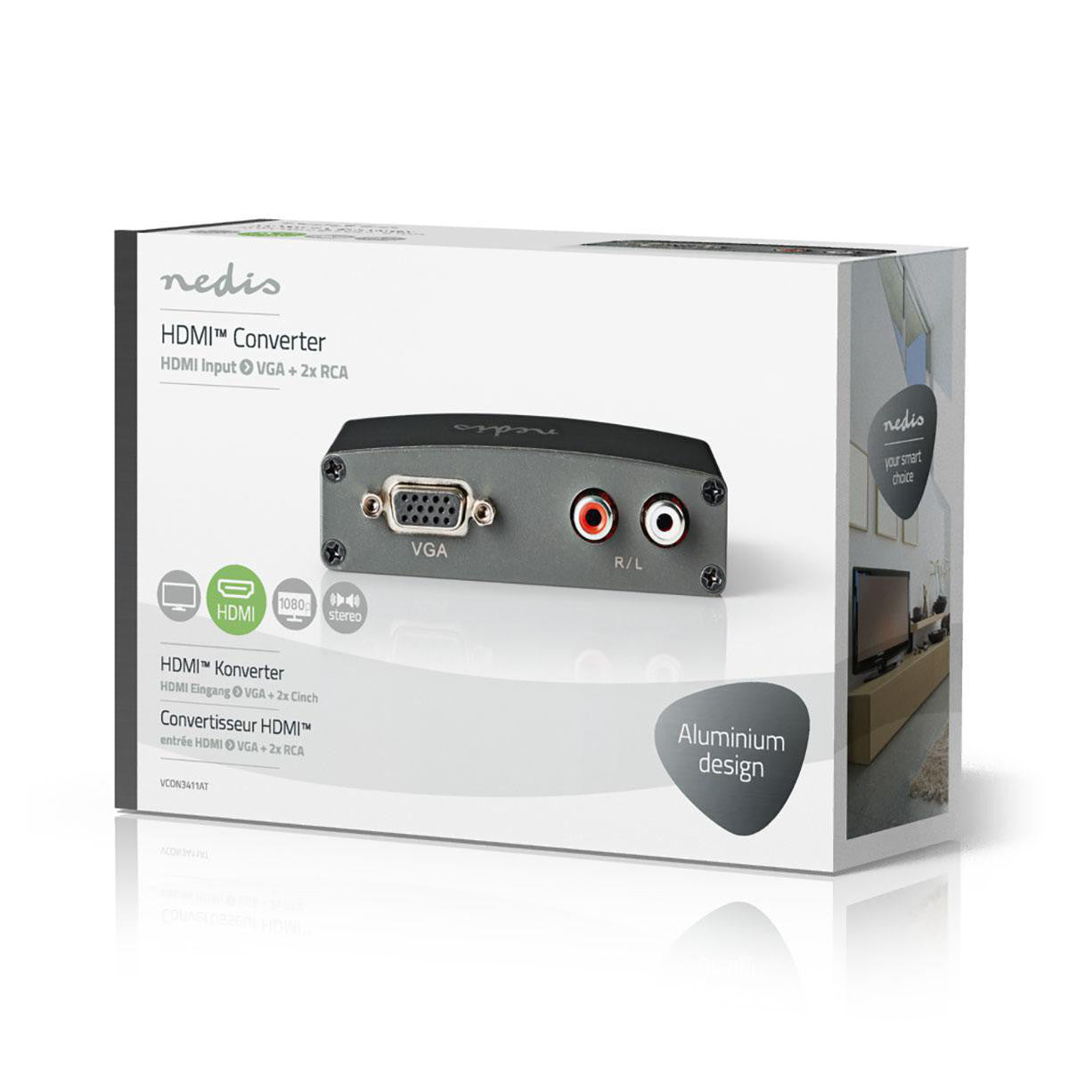 Convertidor Hdmi? a VGA | 1 Toma - Entrada + 2 Salidas RCA (I/D) Adaptador
