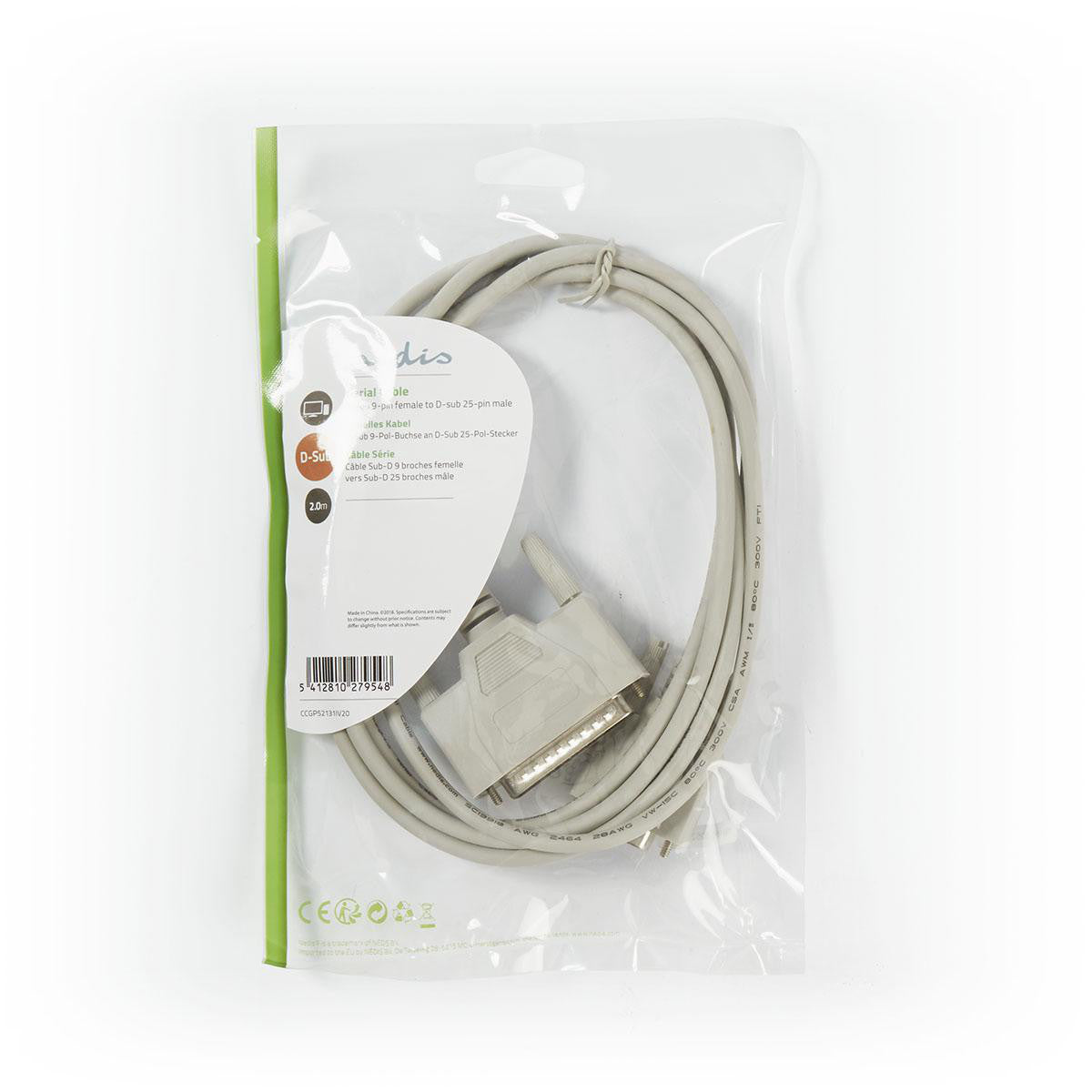 Cable Serie | D-sub de 9 Pines Hembra - 25 Macho 2,0 m Color Marfil